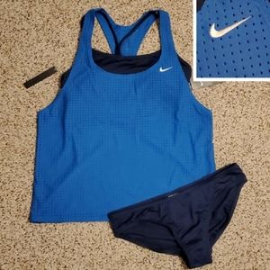 Nike Athletic Swimwear Racerback Bralette Tankini 2 piece Swimsuit Set